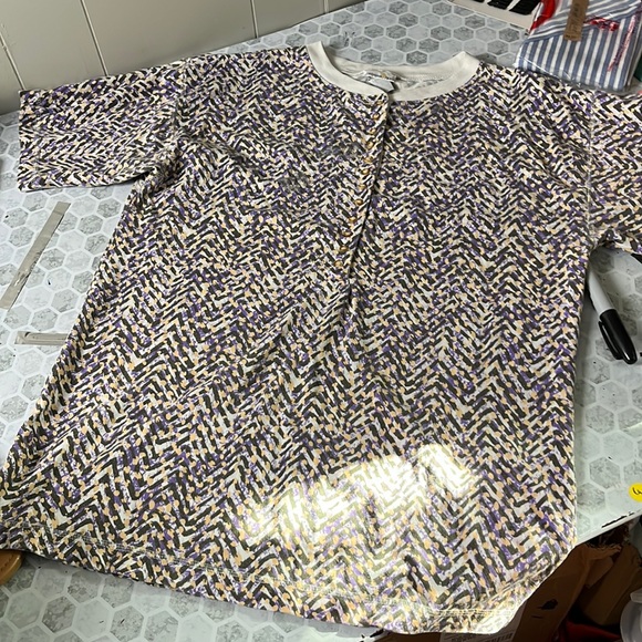 middlebrook park Tops - Middlebrook Park Medium Purple Patterned Short Sleeve Half Button Up Top
